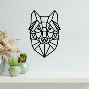 decoraçao de lobo de madeira para parede