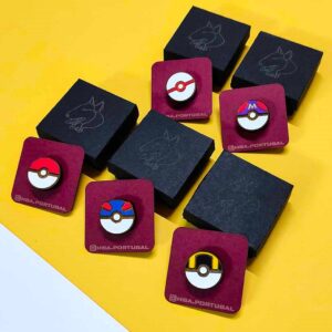 Set de pins de madeira do pokémon pokébolas, anime geek