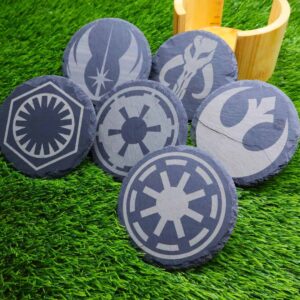 Bases para copos de ardósia com tema de star wars, premium slate star wars coasters themed