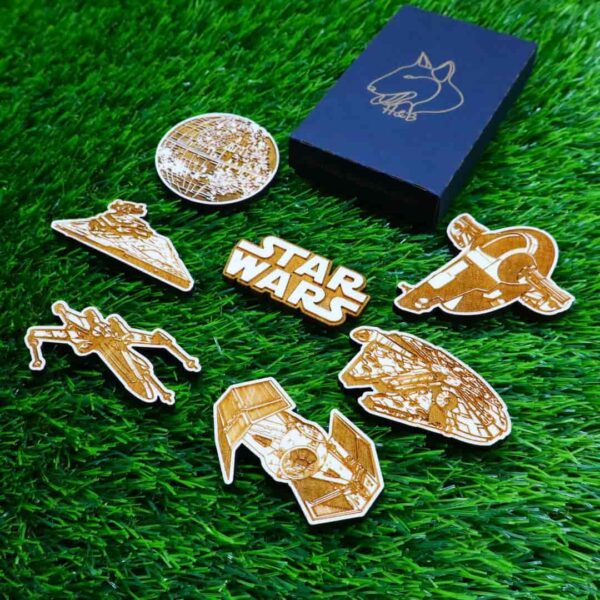 ímanes de madeira do Star Wars, naves, wooden star wars magnets themed