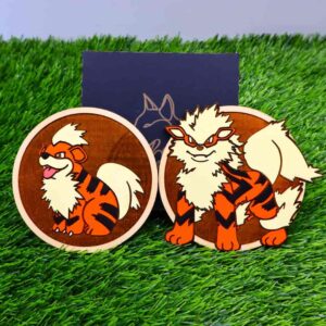 Porta-copos Pokémon em madeira certificada de reflorestamento, cortados e gravados a laser, pintados com cores vibrantes e envernizados para maior durabilidade | Pokémon coasters made of certified reforestation wood, laser cut and engraved, painted with vibrant colors and varnished for extra durability