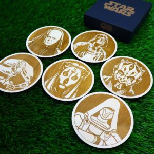 Kit de bases para copos temáticas do star wars, wooden star wars coasters, dark side