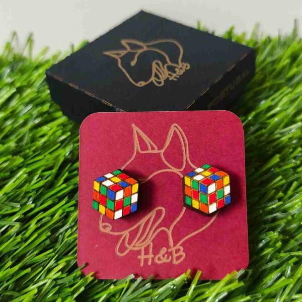 Brincos de Cubo Mágico Rubik's Embaralhado - Image 2
