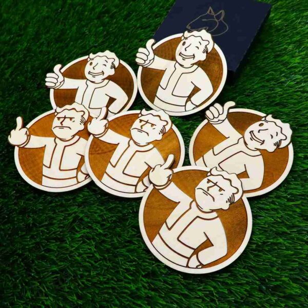 Bases para Copos Fallout - Vault Boy e Mad Vault Boy - Image 2