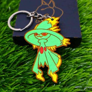 Chaveiro de madeira colorido do Pokémon Shiny Mismagius com pintura em tons de roxo e lilás | Colorful wooden keychain of Shiny Mismagius Pokémon in purple and lilac tones